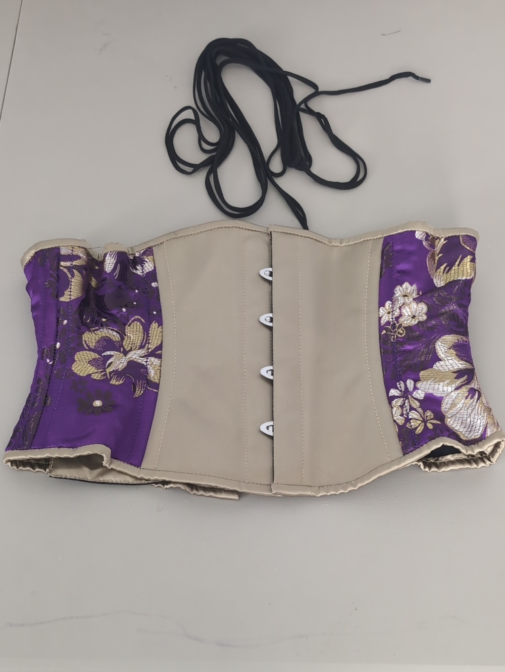 Women's Beige and Purple Floral Waist Corset